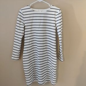 Black and white striped fitted dress